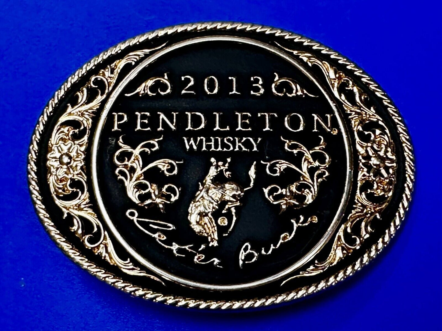 2013 Pendleton Whiskey Let'er Buck Rodeo Cowboy Montana Silversmiths Belt Buckle