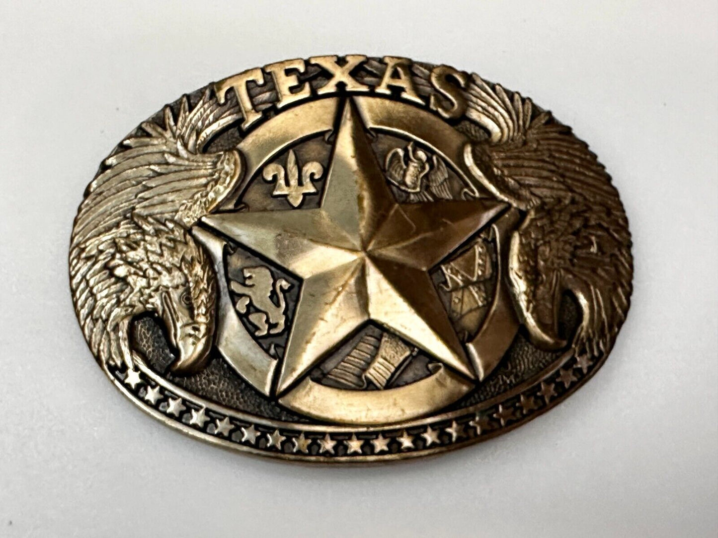 The Texas Lone Star Eagles Flag Solid Brass Award Design Medals Belt Buckle