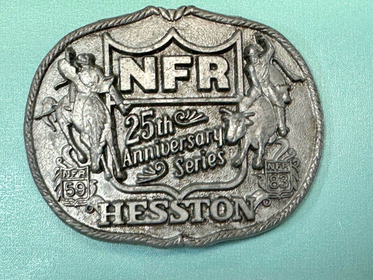 1983 Hesston National Finals Rodeo 25th Anniversary Adult Collectors Belt Buckle
