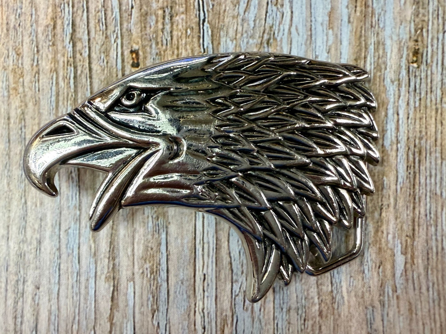 Attacking Eagle Head Figural Cutout Silver Color Western Belt Buckle