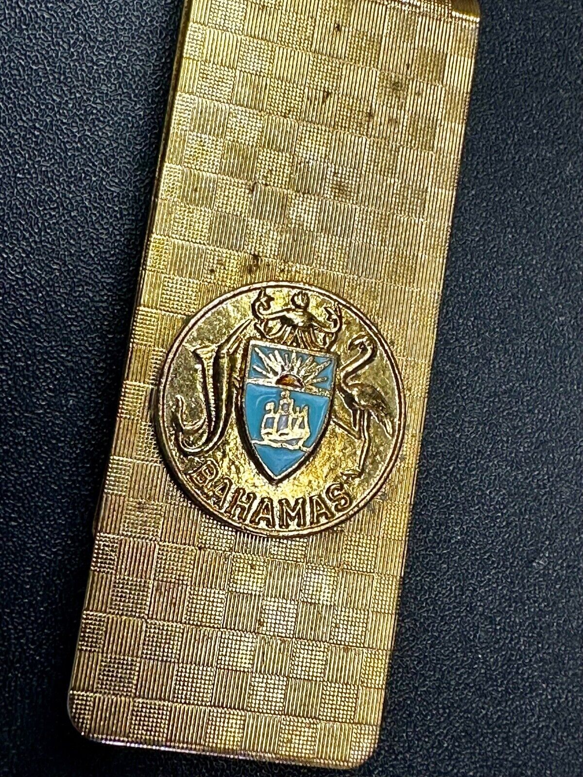 Bahamas Shield Crest Seal Logo Vintage Gold Tone Money Clip