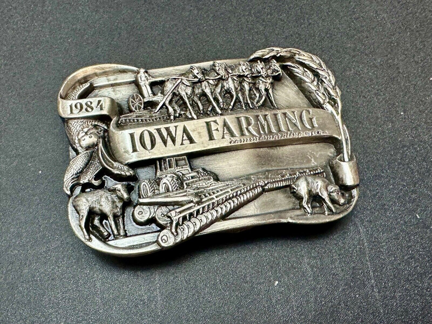 1984 Iowa State Farm Commemorative belt buckle or table display by Siskiyou