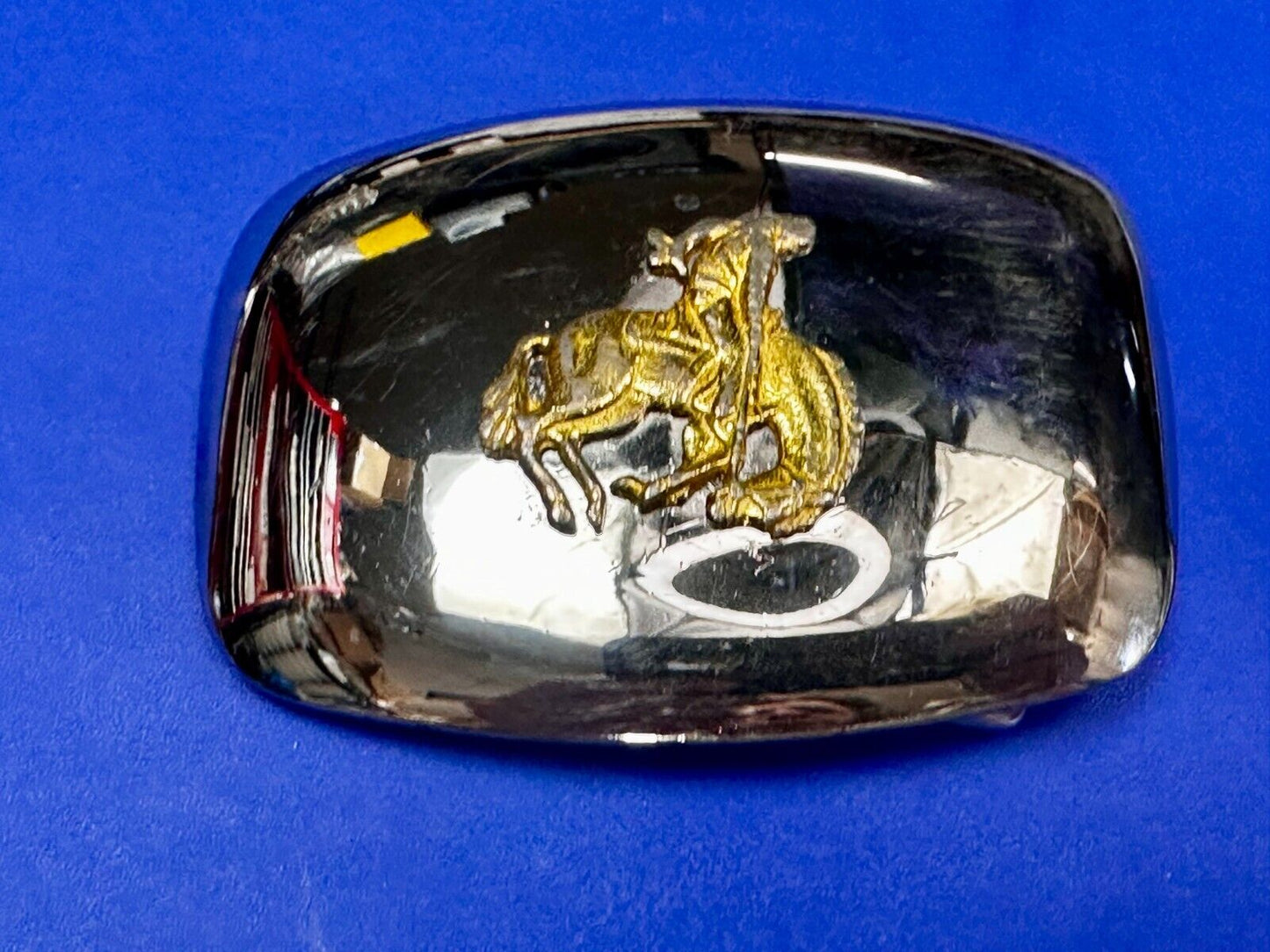 Vintage Cowboy Saddle Bronc Western Two Tone Reflective Belt Buckle