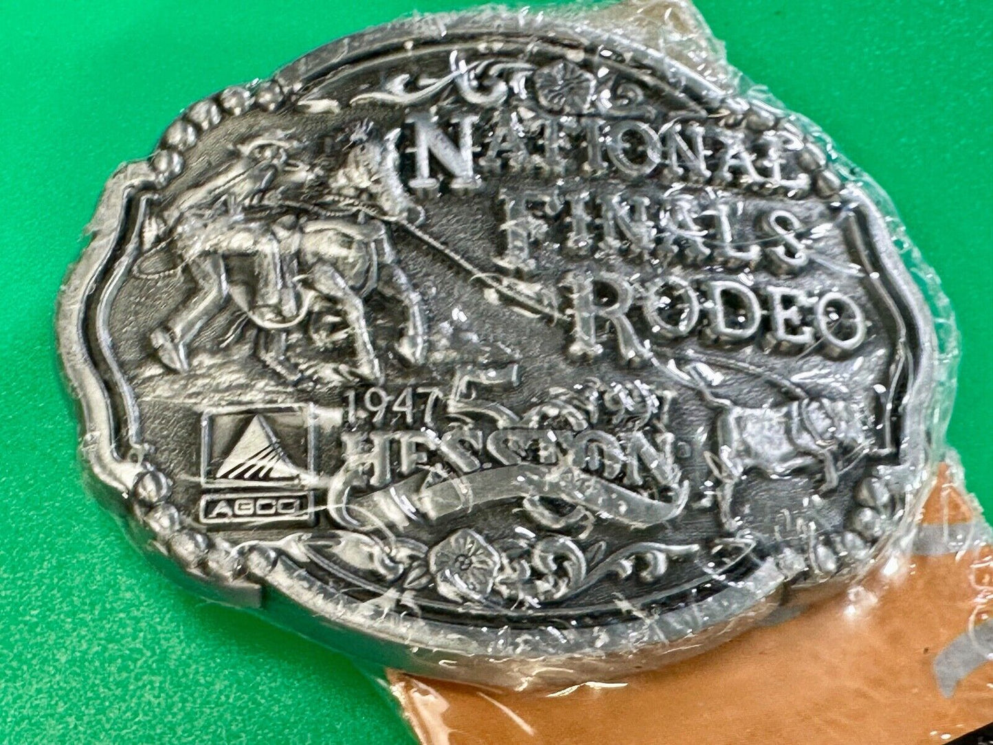 1997 Youth Sized Hesston National Finals Rodeo Bull Riding Cowboys belt buckle