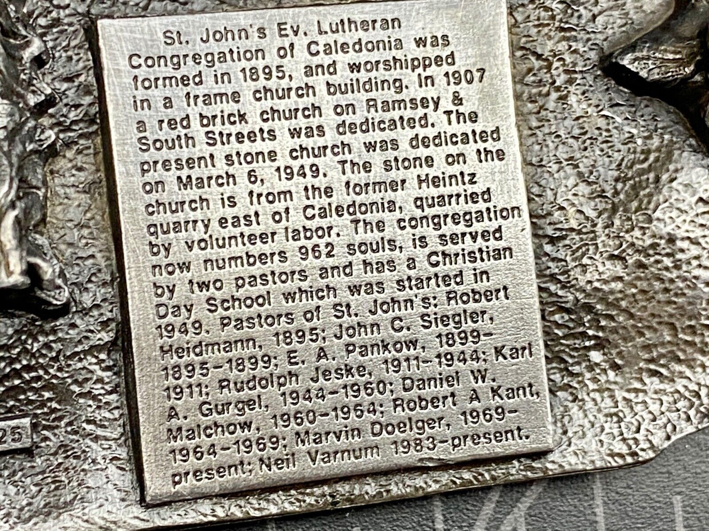 Vintage 1988 - Founder’s Days Caledonia MN belt buckle St Johns Lutheran Church