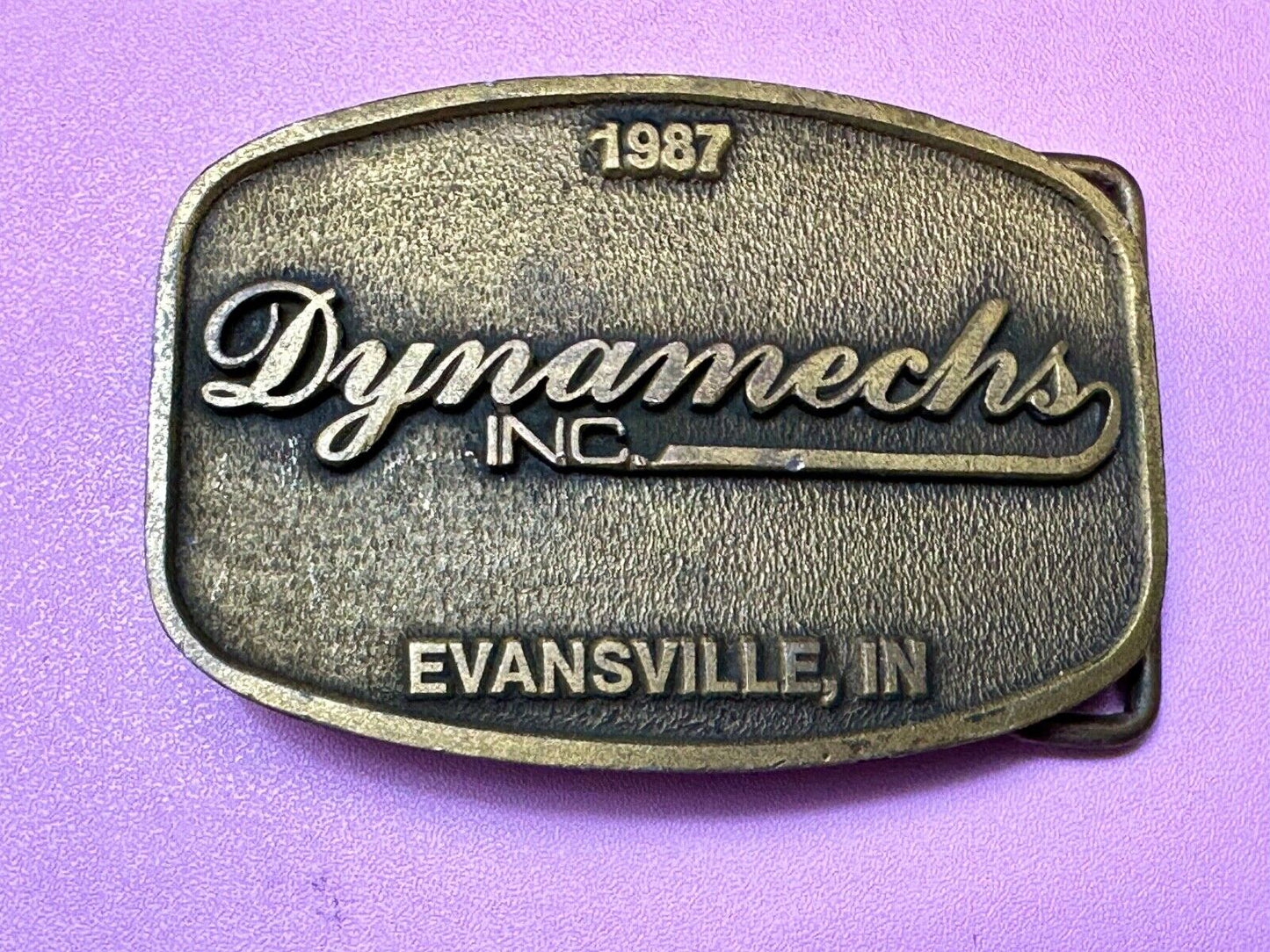 Vintage 1987 Dynamechs INC Evansville IN Truck Service belt buckle by CD Hit