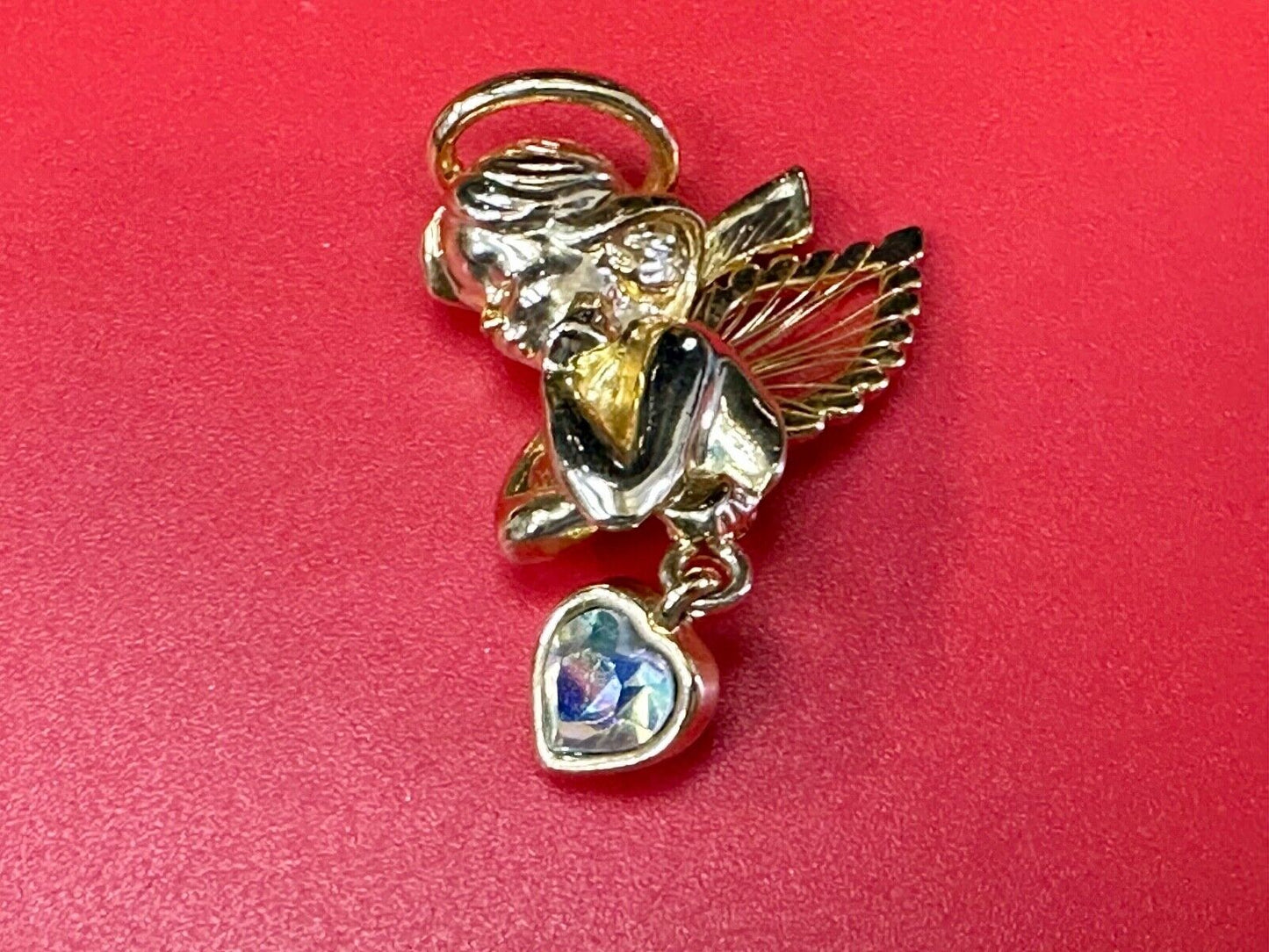 Angle with wings and Heart dangle beautiful AAI vintage brooch pin