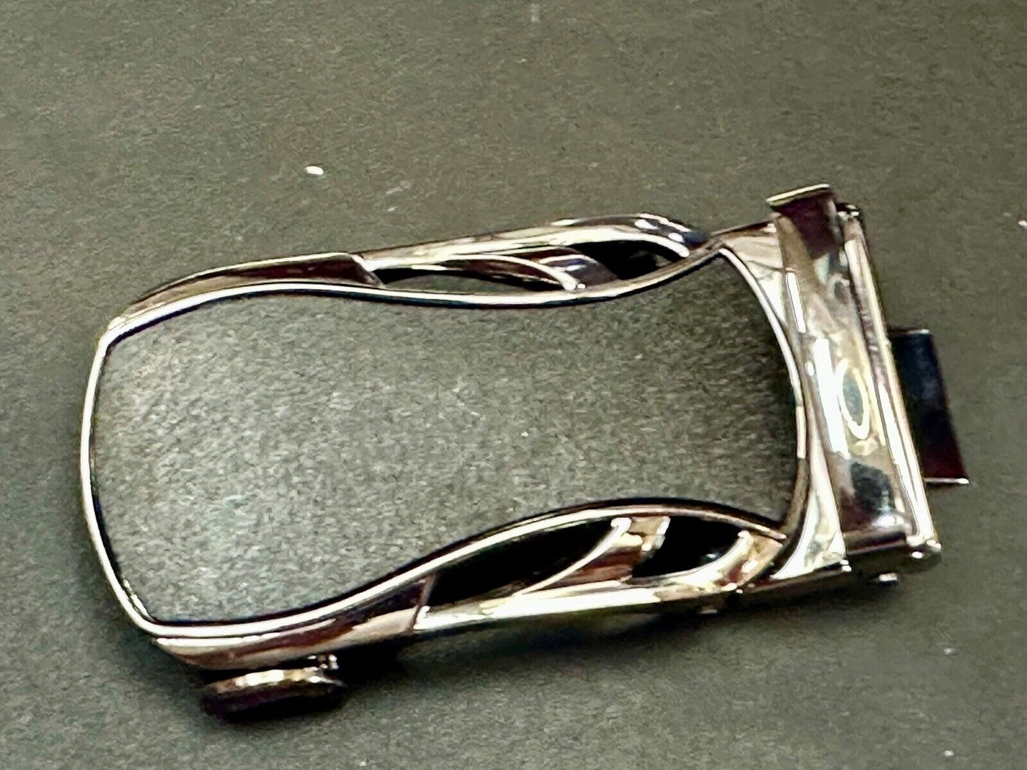 Automatic Ratchet Black & Silver Tone Replacement Dress Style Belt Buckle