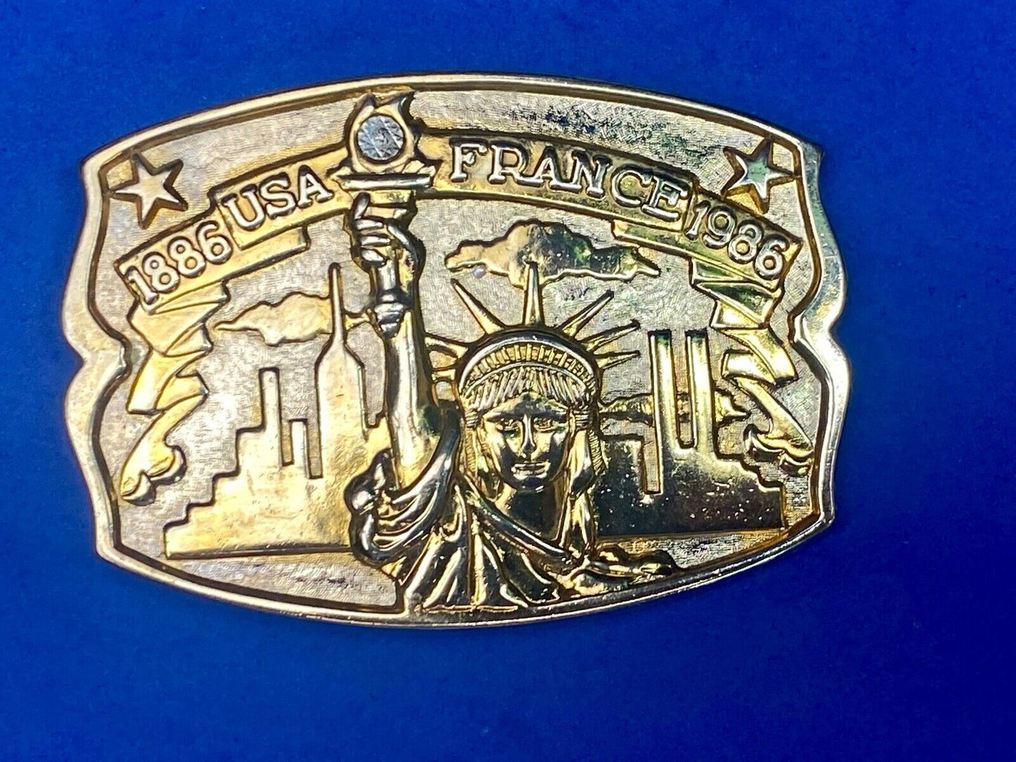 1886 USA FRANCE 1986 vintage Statue of Liberty belt buckle by Hammond Mint