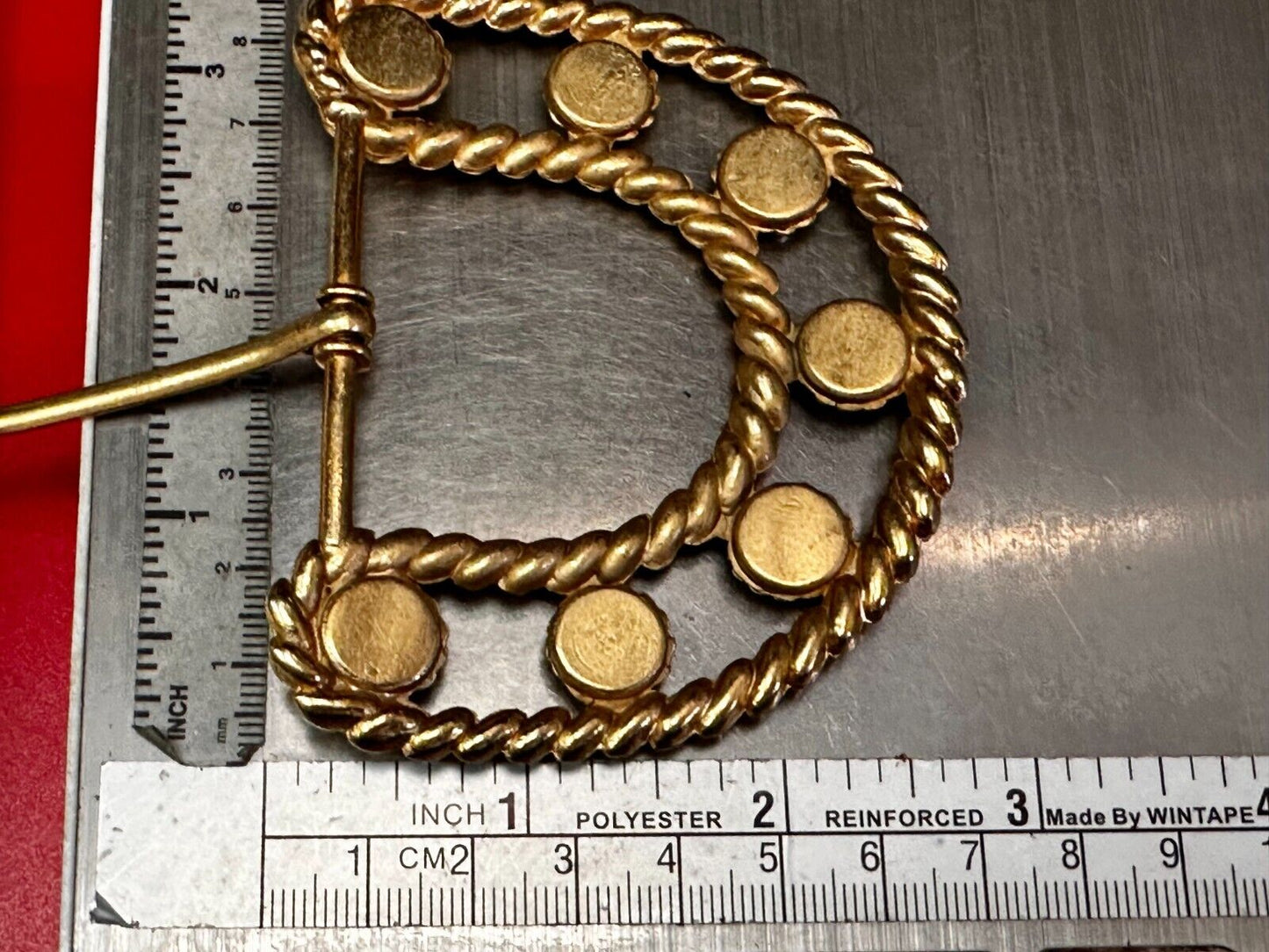 Beautiful Faux Pearl Openwork Rope Border Gold Tone Replacement Belt Buckle