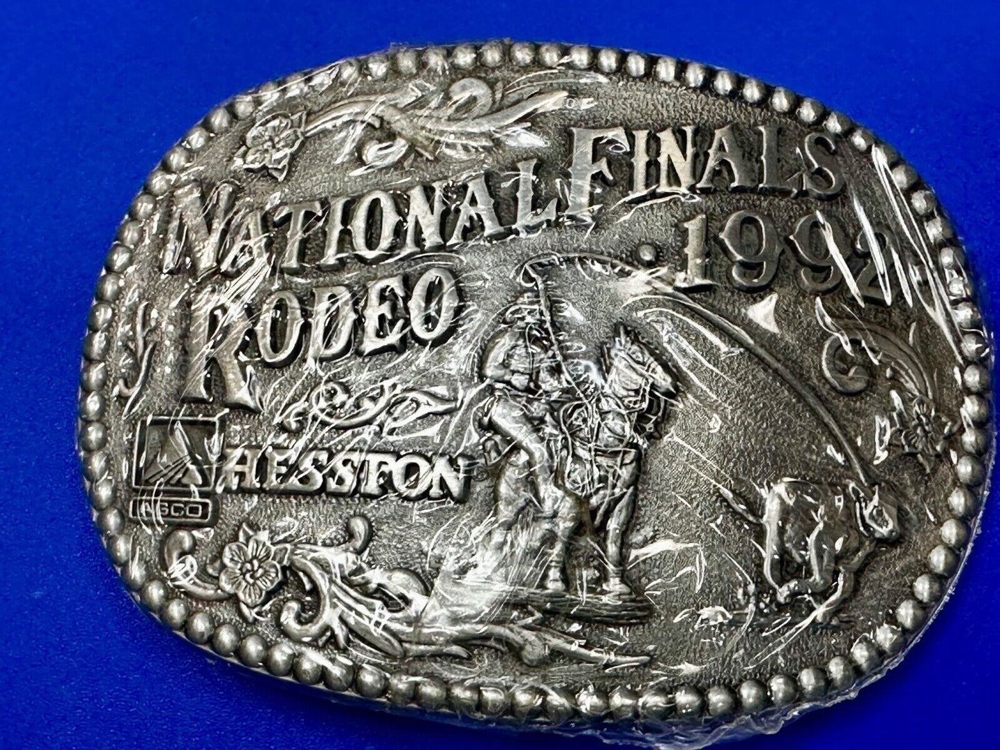 1992 ADM NATIONAL FINALS RODEO ADULT SIZE NFR NOS WESTERN COWBOY BELT BUCKLE