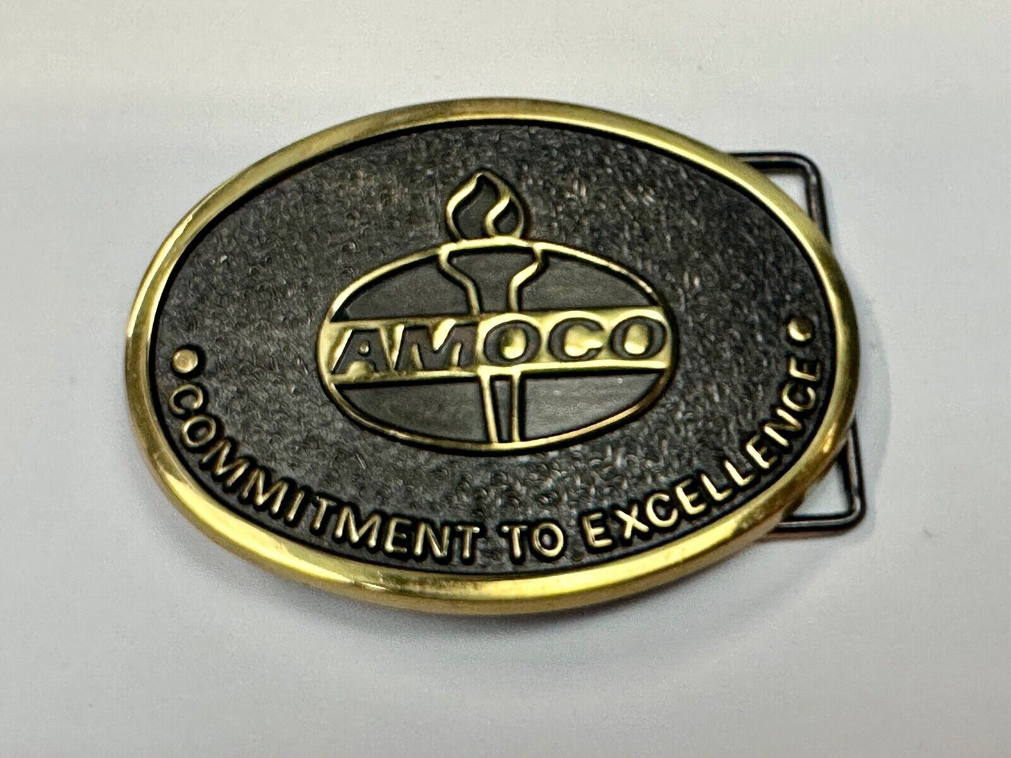 AMOCO Gas Fuel Oil - Committed to Excellence solid brass belt buckle by Jadco