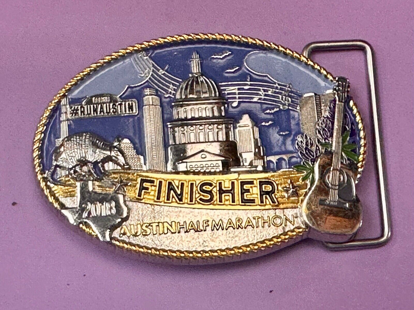2018 Austin Texas RunAustin Finisher Half Marathon belt buckle