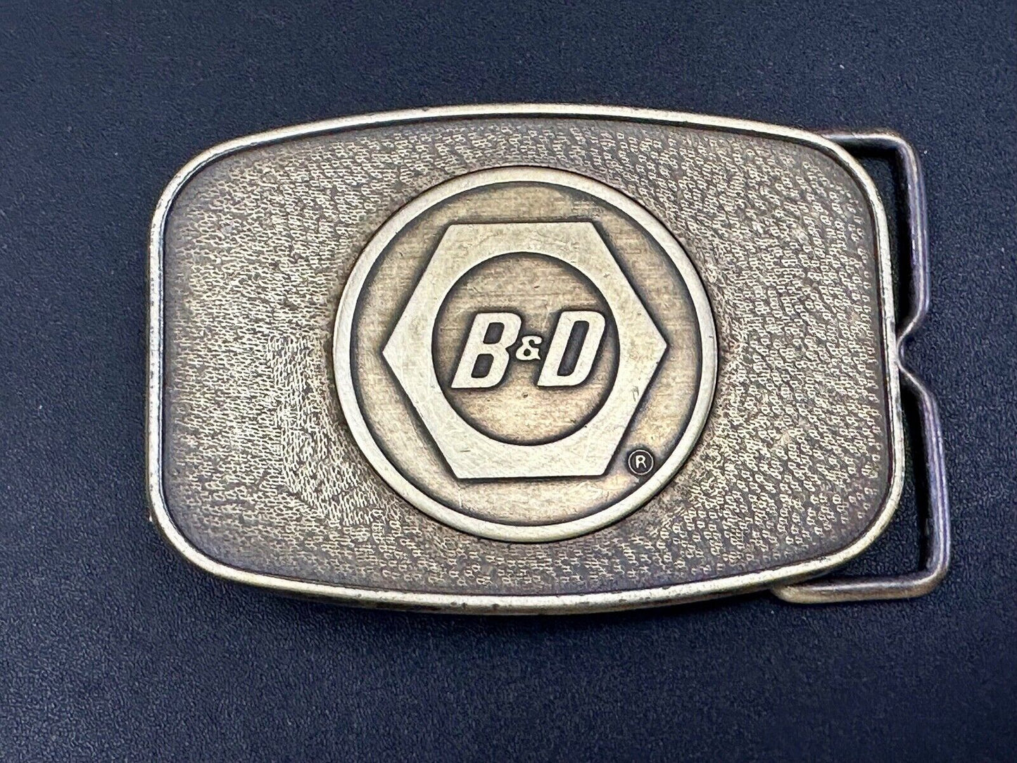 Vintage B&D Company belt buckle - Nut Logo Embalm Construction equipment?