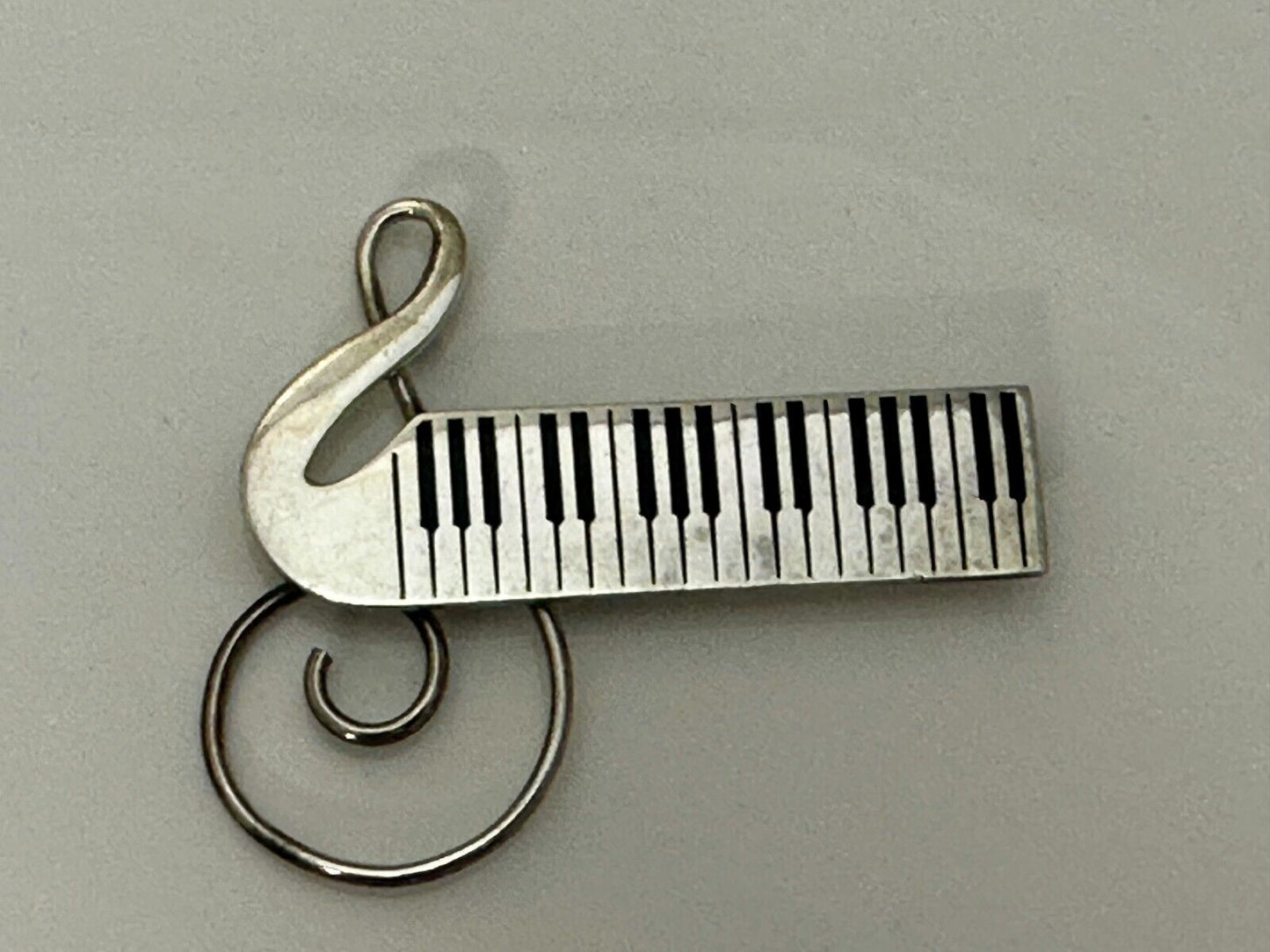 Treble Clef Piano Music Keyboard Musician Vtg. Brooch Pin Sterling 925 Mexico