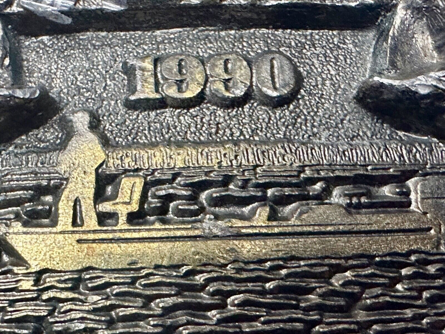 1990 BASS Bass Anglers Sportsman Society Fishing Dual Jumping Fish belt buckle