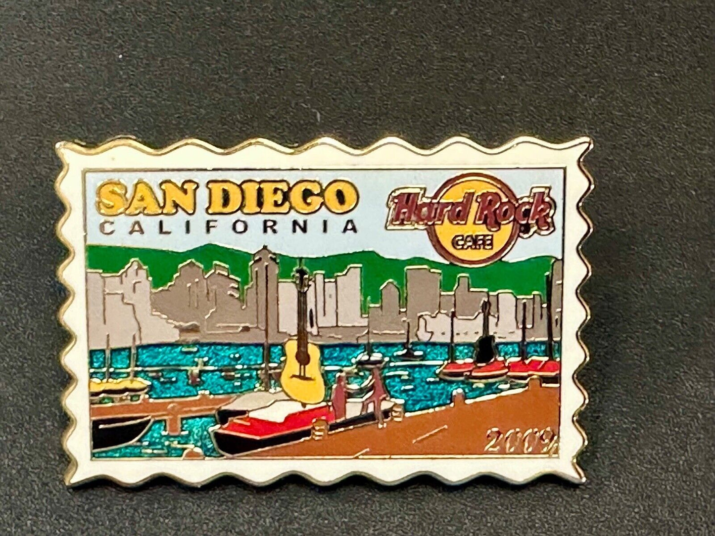 2009 Hard Rock Cafe Collectors San Diego California Stamp Style pin