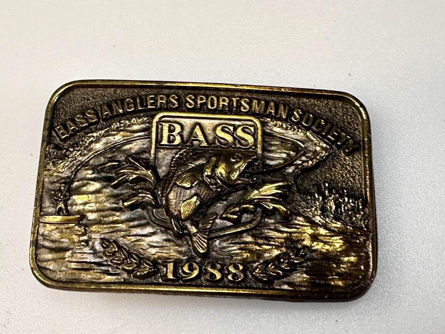 1988 Bass Anglers Sportsman Society Club Great American Belt Buckle