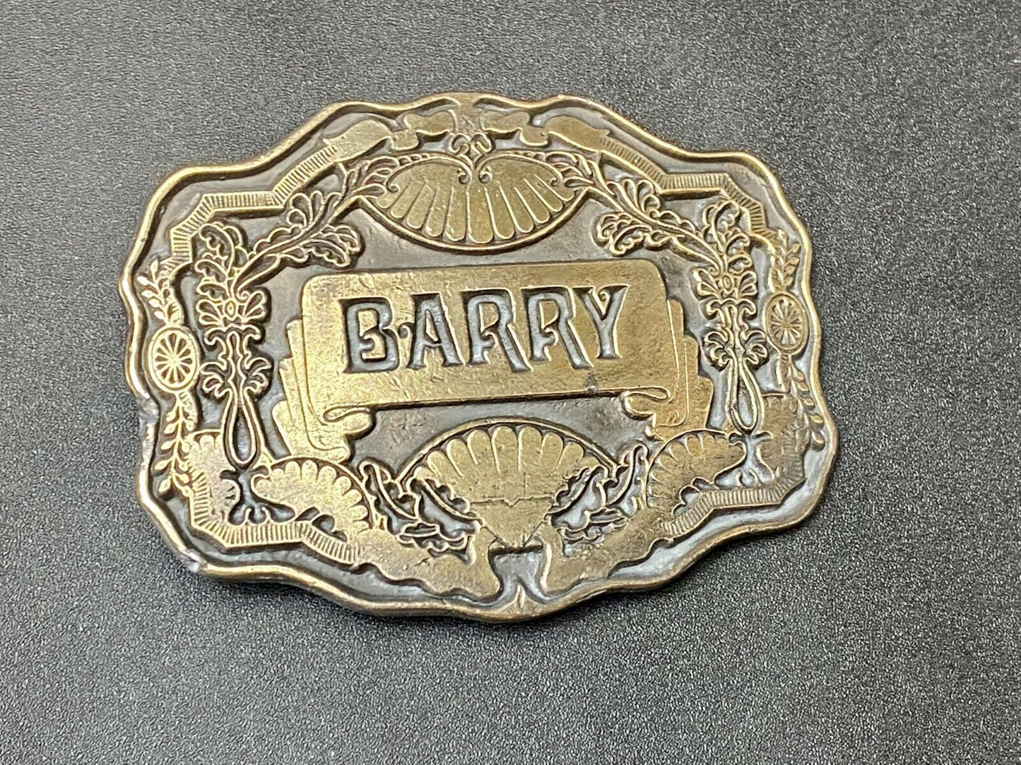 Barry - Ornate Western Flower Swirl And Framed Belt Buckle By Oden