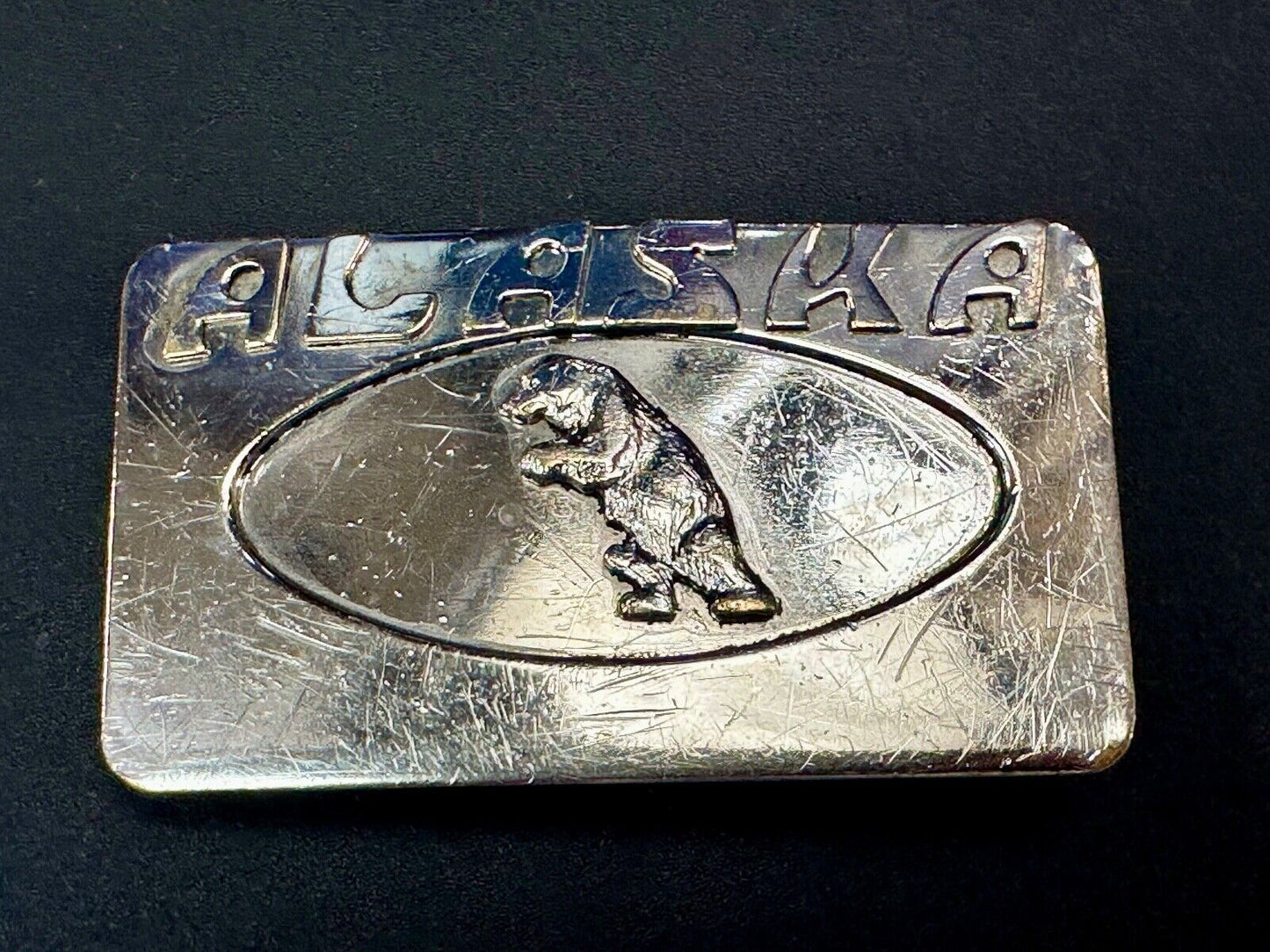 vintage Alaska BEAR State Commemorative solid brass belt buckle