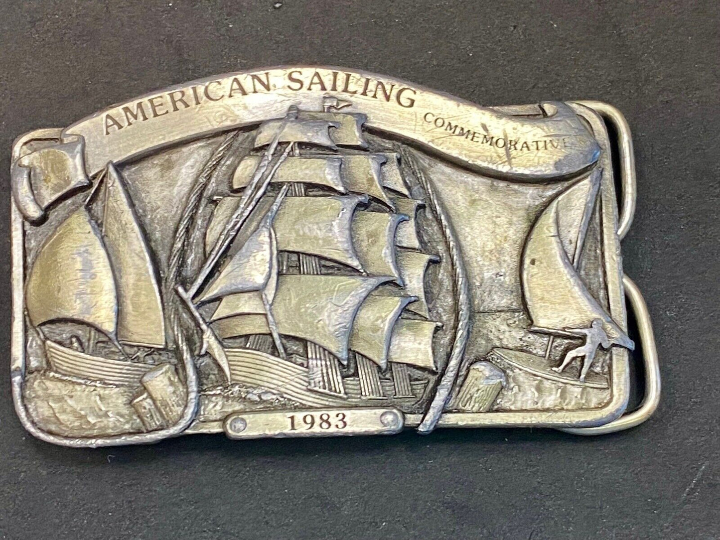 Vintage 1983 American Sailing Boating Commemorative Belt Buckle By Arroyo Grande