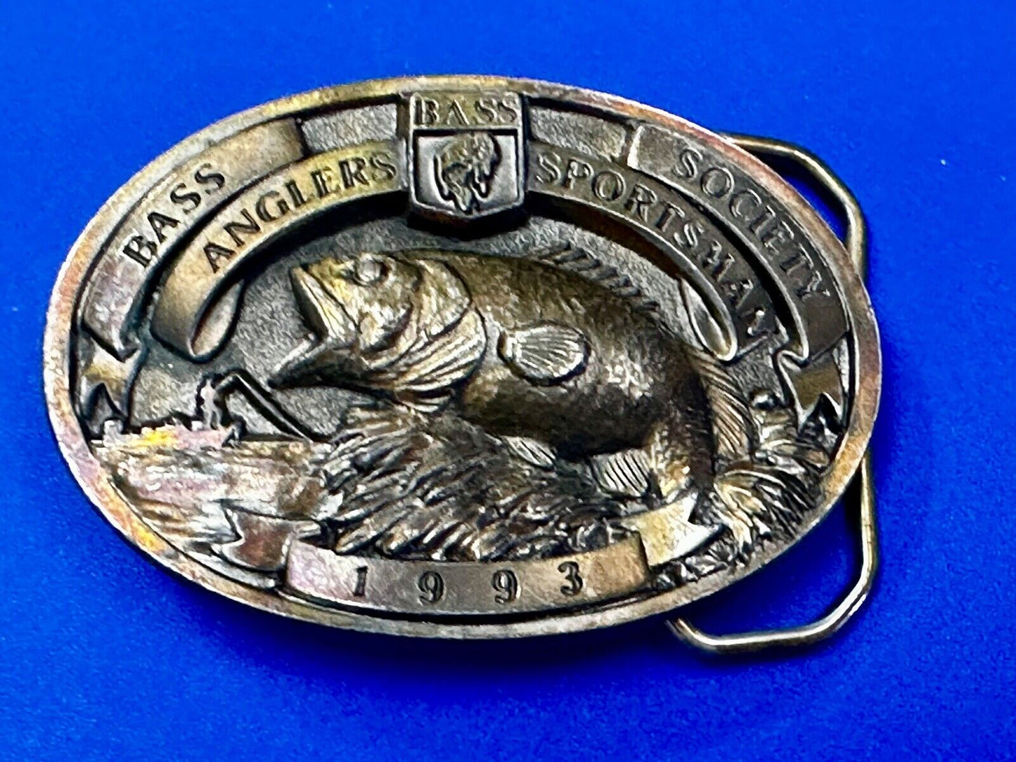 1993 BASS Anglers Sportsman Society Sport Fishing Fishermans Belt Buckle