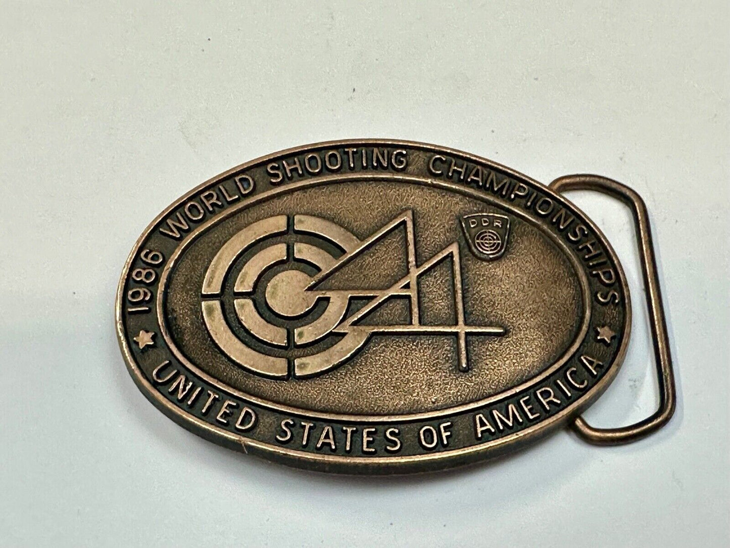 1986 Shooting TeamUSA World Shooting Championships Vintage belt buckle