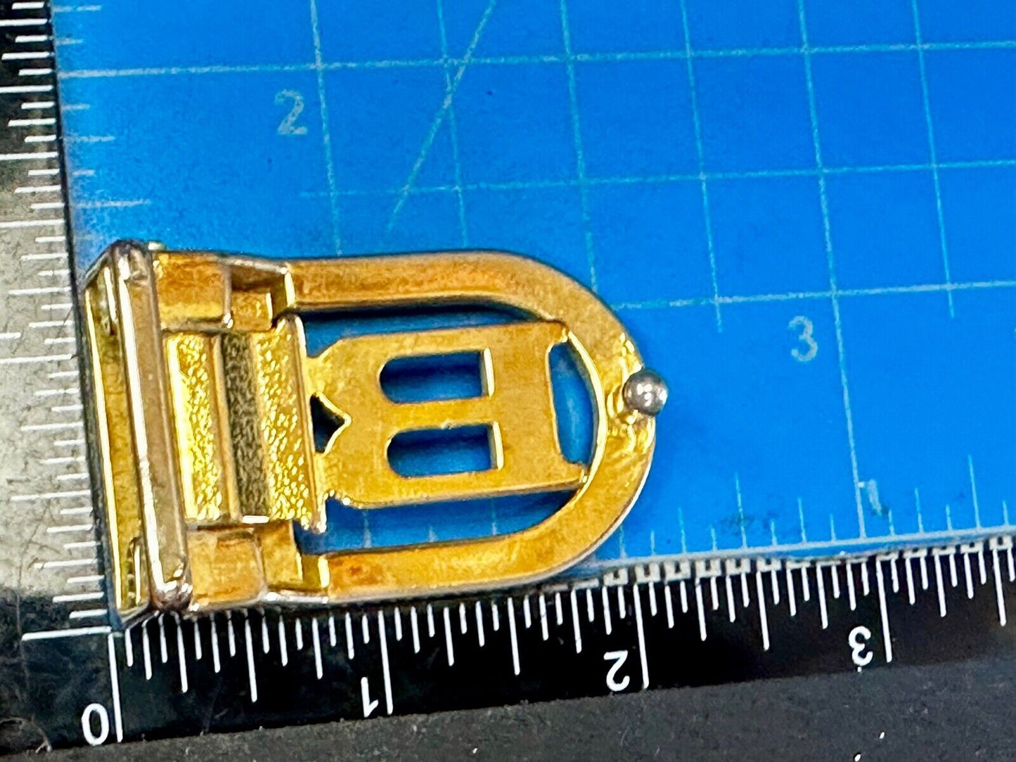 B - Letter Initial Monogram Vintage Gold tone swing arm small belt buckle