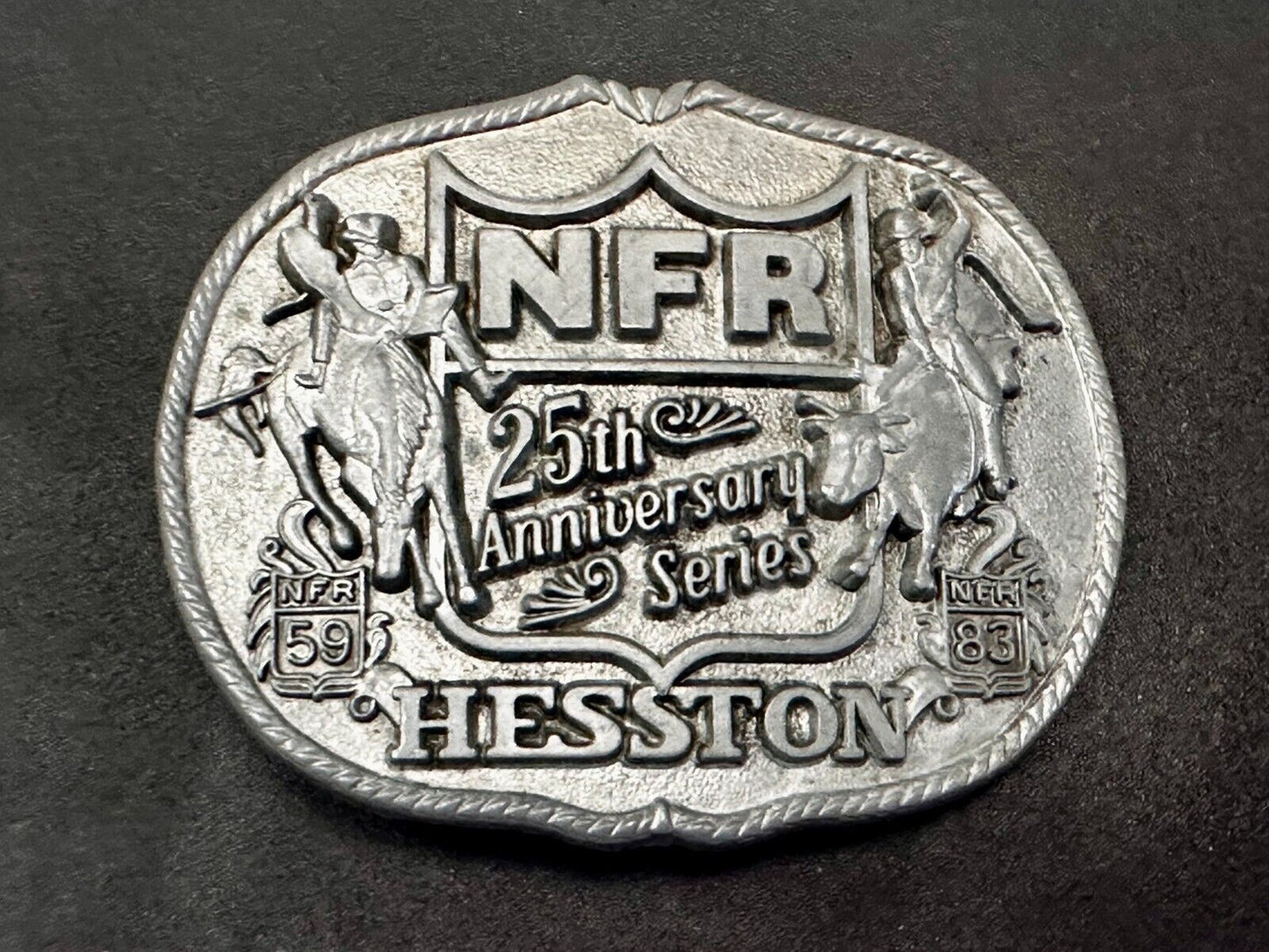 1983 25th Anniversary Hesston NFR National Finals Rodeo Western Belt Buckle