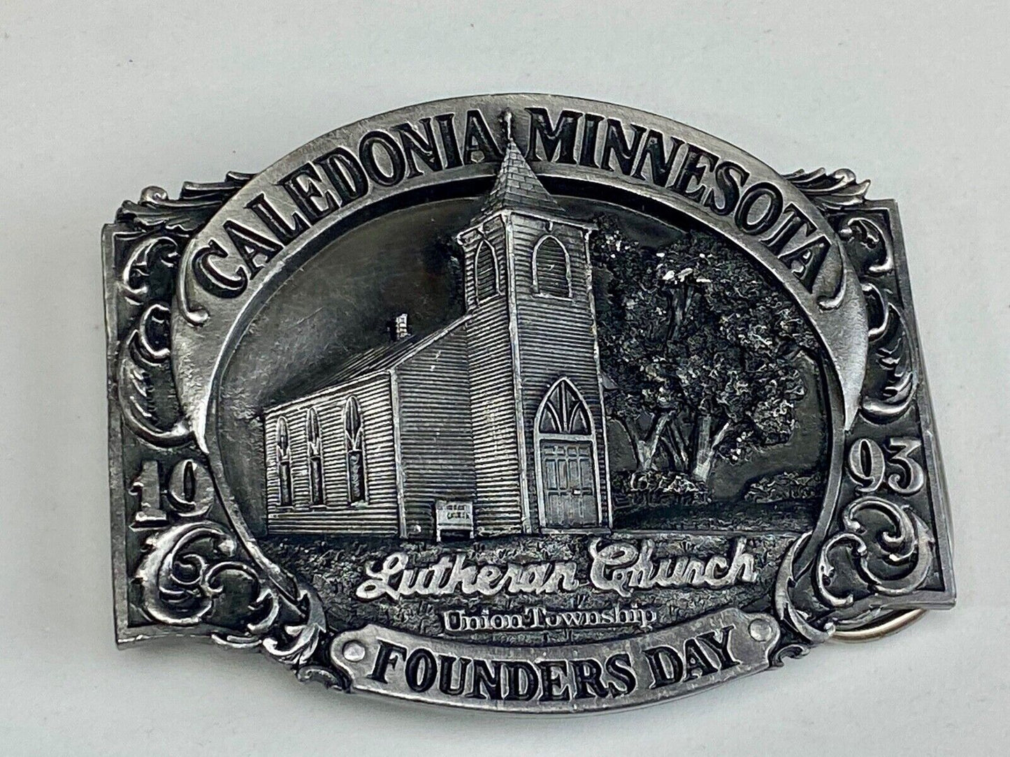 1993 Founder’s Days Caledonia MN belt buckle union township Lutheran church
