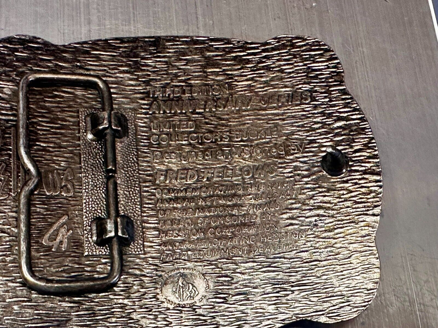 1985 Hesston NFR National Finals Rodeo Cowboys Western Belt Buckle