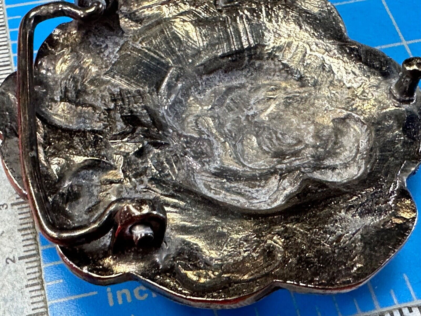Artisan flower Rose - Vintage silver tone figural belt buckle
