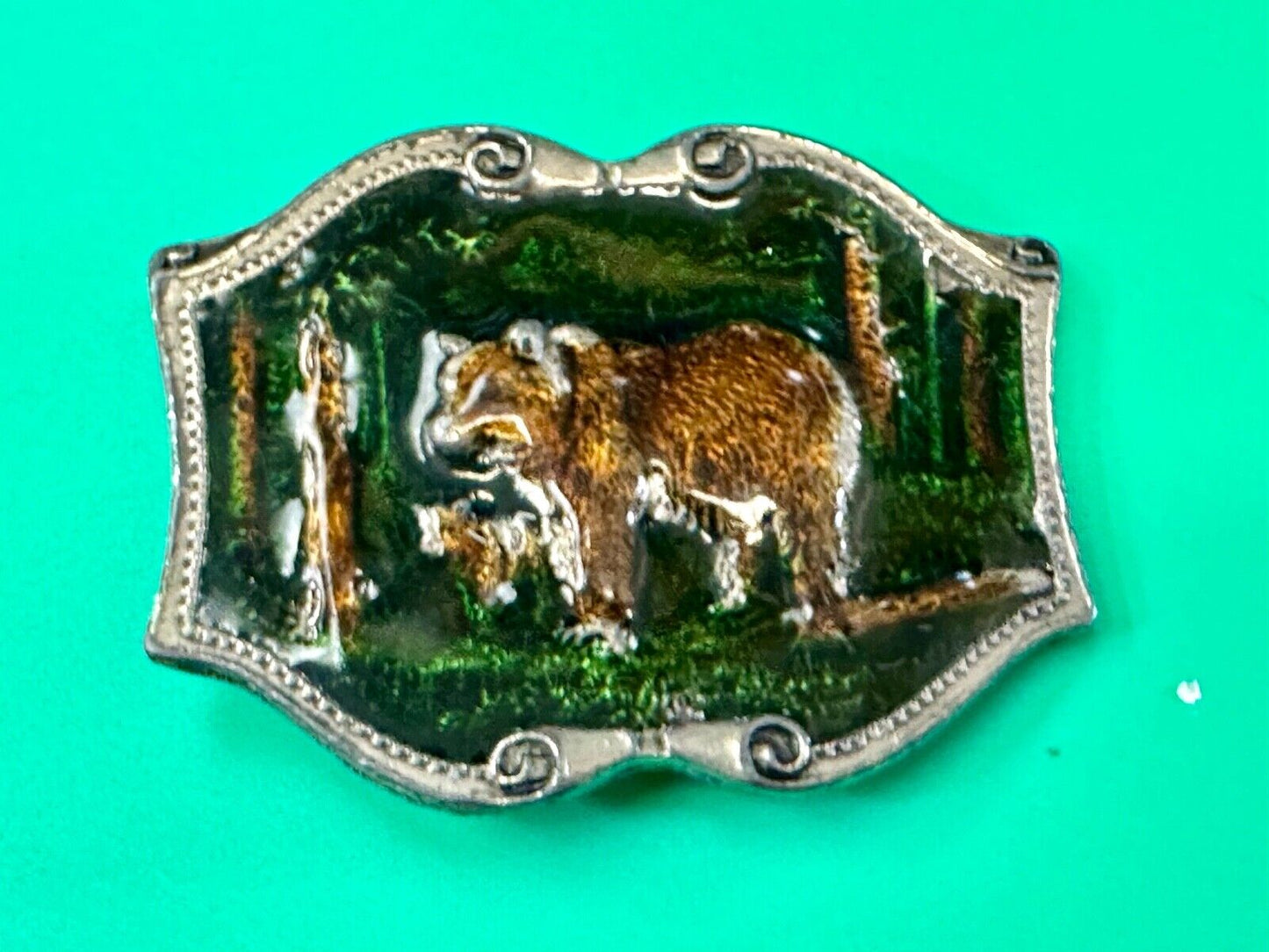 Bear & Cub in Nature Vintage Tiffany Studio New York belt buckle