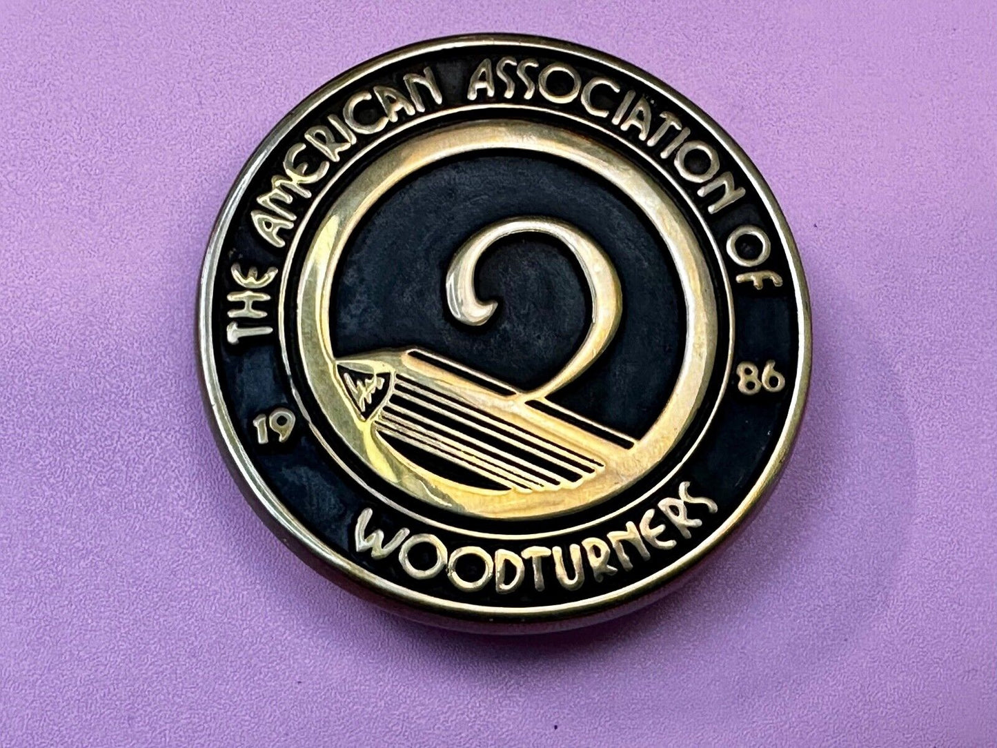 The American Association Woodturners AAW Commemorative Vintage 1986 Belt Buckle