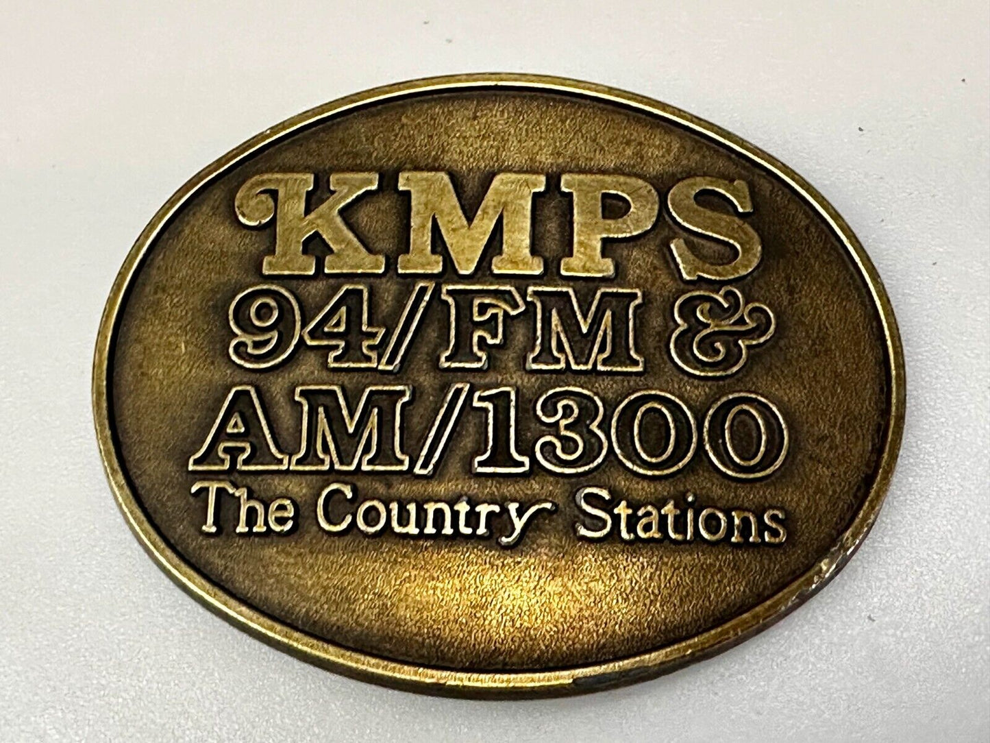 The Country Radio Station KMPS 94/FM & AM/1300 Advertisement Belt Buckle