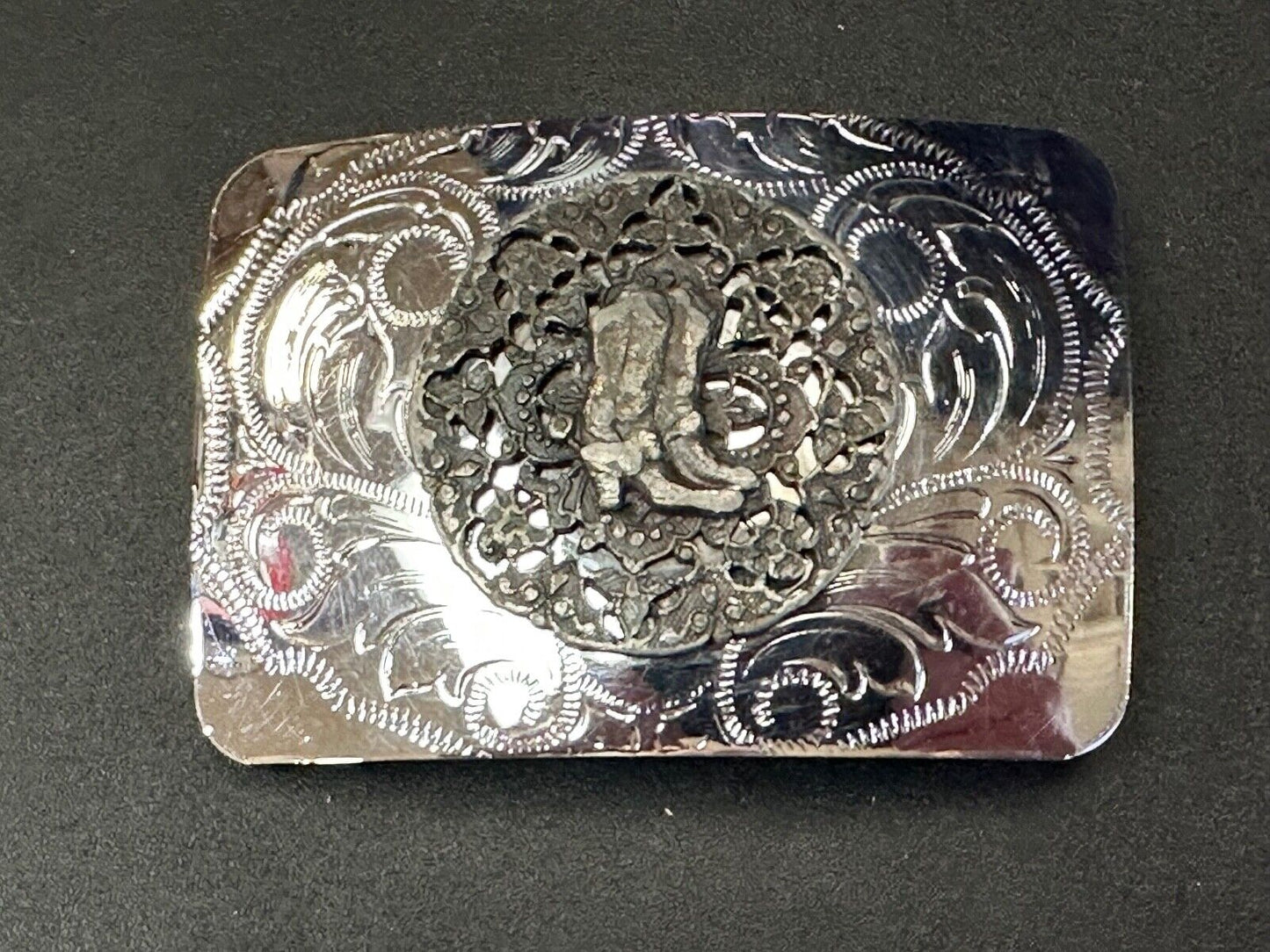 Vintage Cowboy Boots western flower swirl design belt buckle