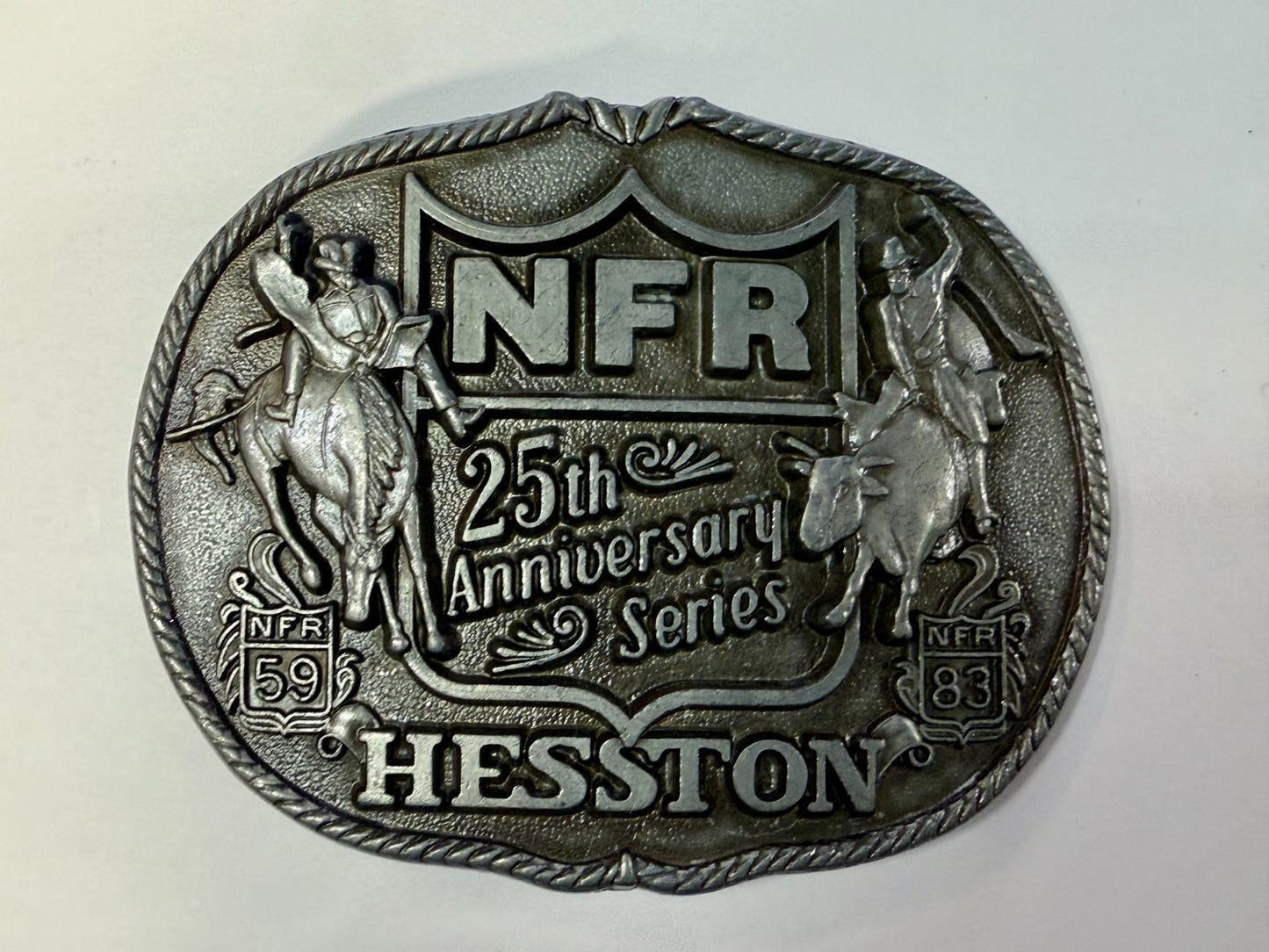 1983 Hesston Nfr National Finals Rodeo Cowboys 25Th Anniversary Belt Buckle
