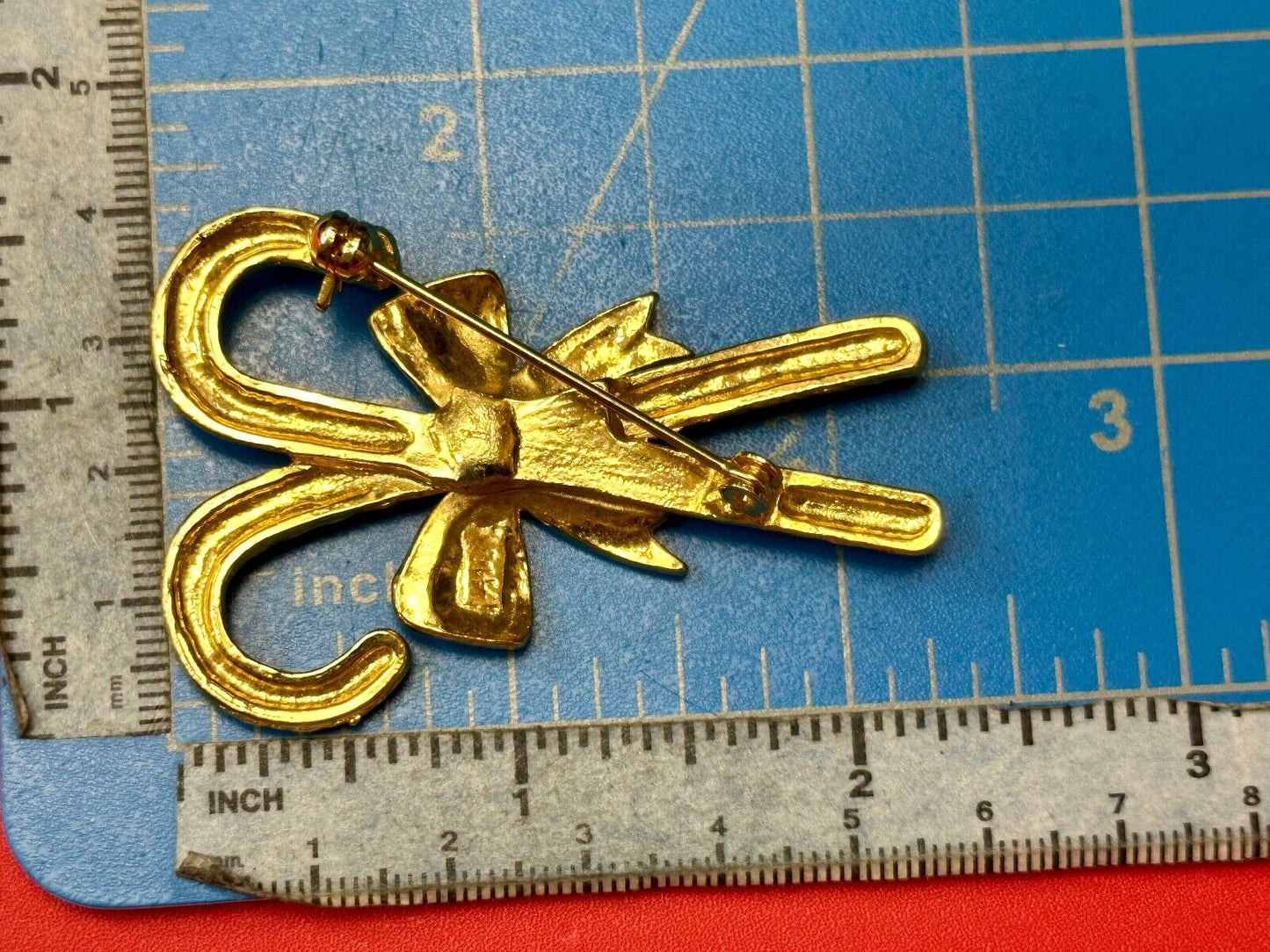 Vintage Candy Cain Pair with bow Christmas Holliday Brooch by AAI