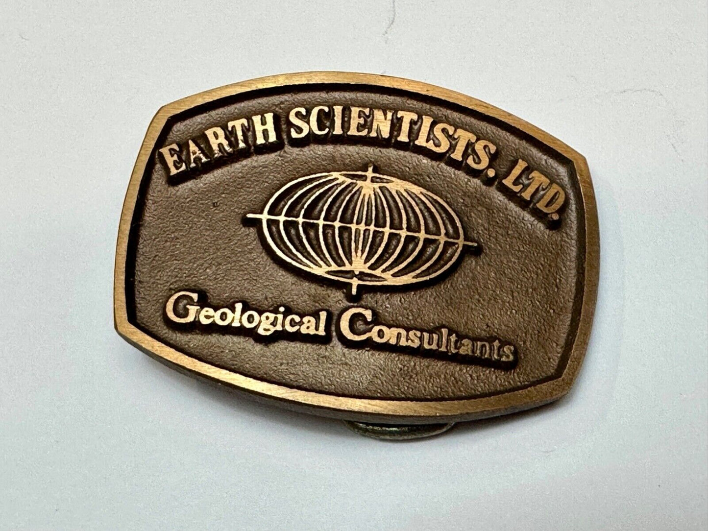 Vintage Earth Scientists LTD 0 Geological Consultants advertising belt buckle