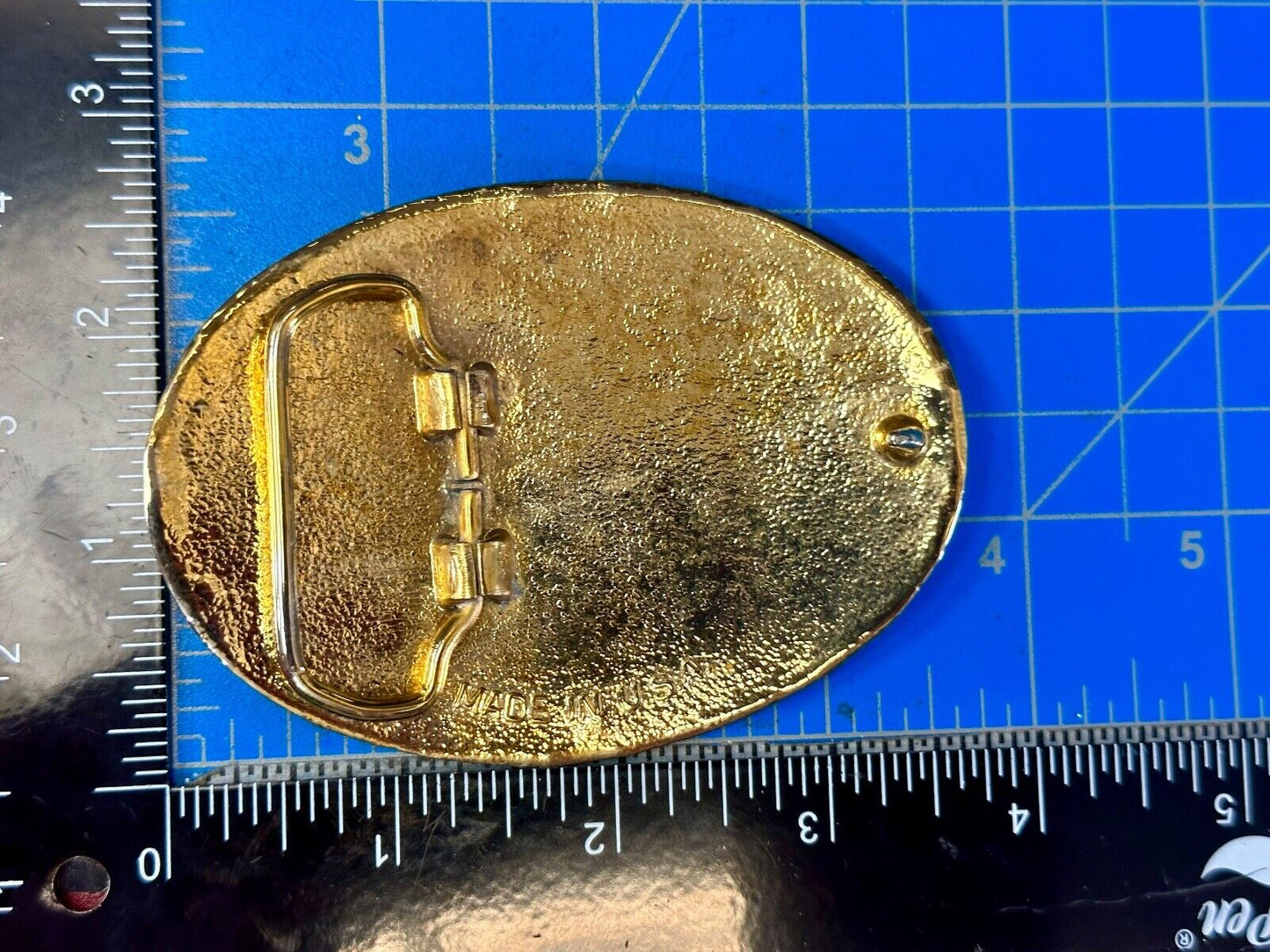 The Great State of Texas Star & Flag gold & black color western belt buckle