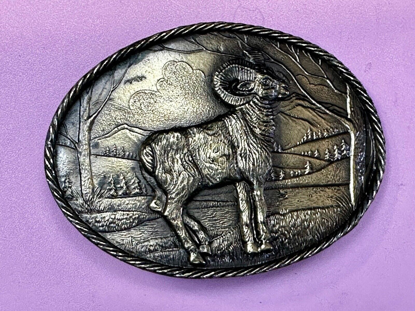 Bighorn Ram - Wildlife VTG 1980 Belt Buckle by Great American Buckle Co