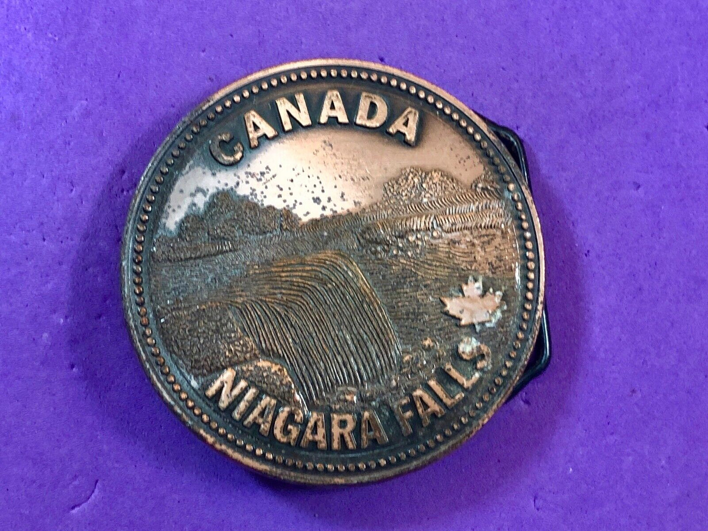 Vintage Canada Niagara Falls (w/NPC leaf) Belt Buckle, Complete & Functional