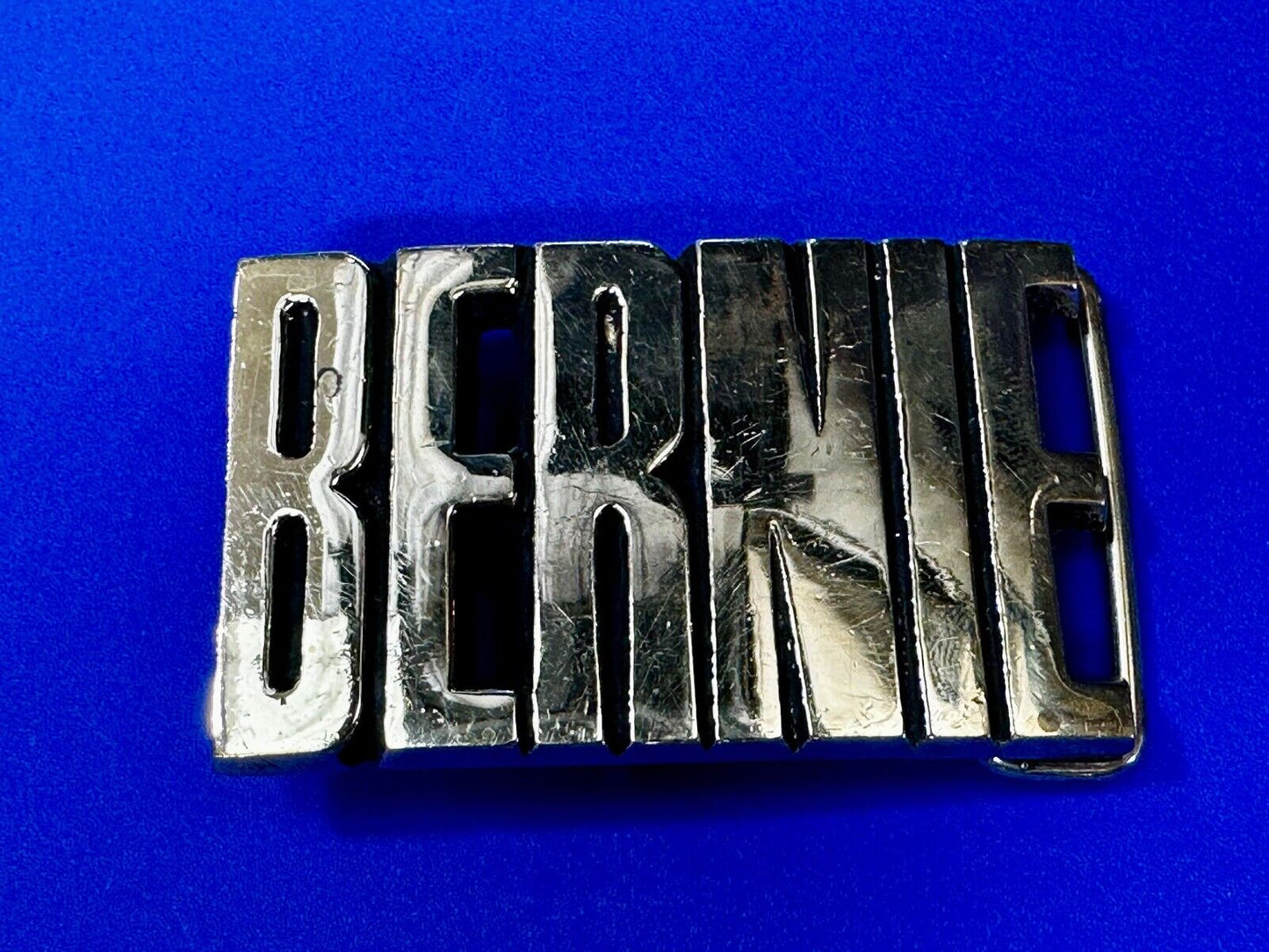 Bernie - Custom Block Letter Cutout Name Solid Brass Belt Buckle by Baron