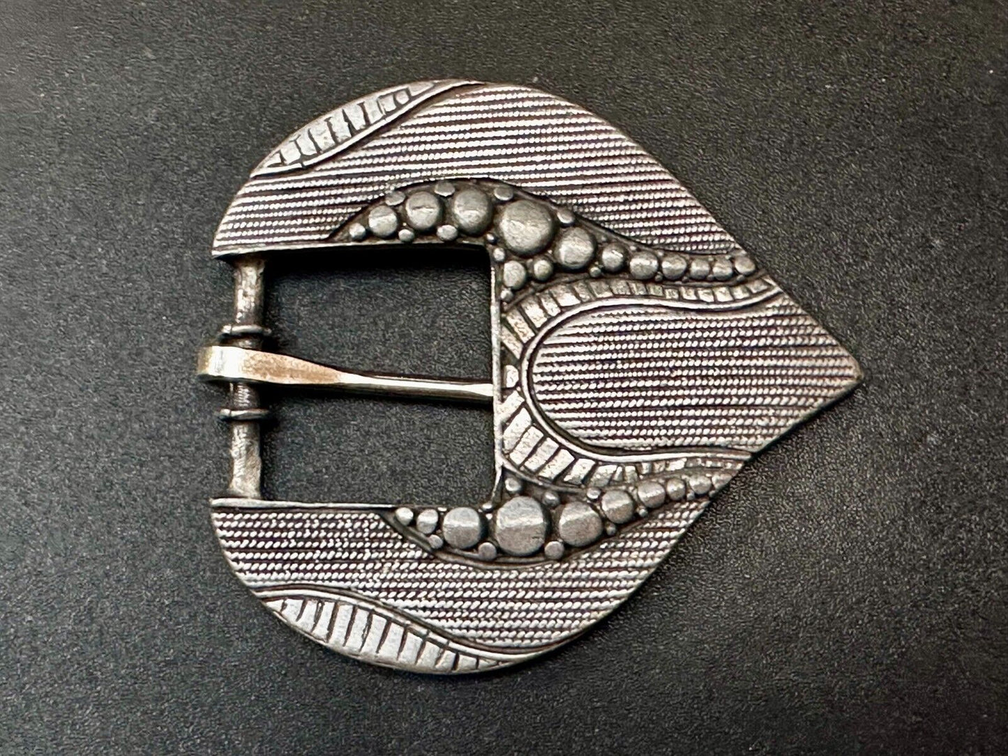 Beautiful Heart Shape Textured Replacement Dress Silver Tone Belt Buckle- MZ RCC
