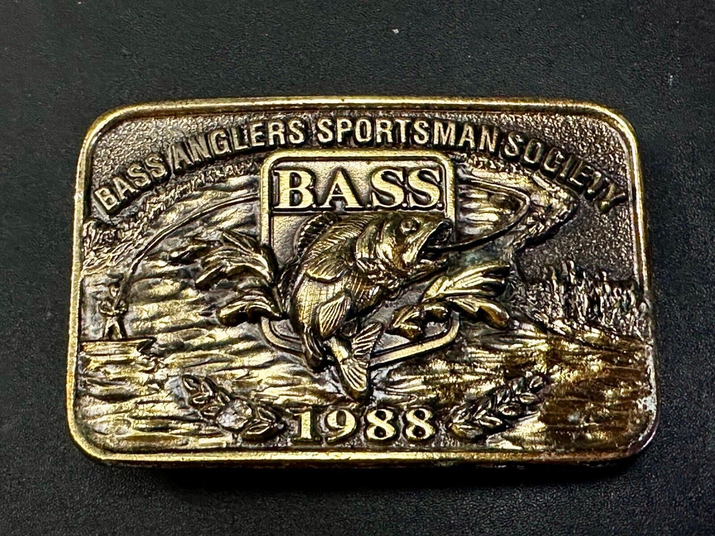 1988 Bass Anglers Sportsman Society Club Great American Belt Buckle