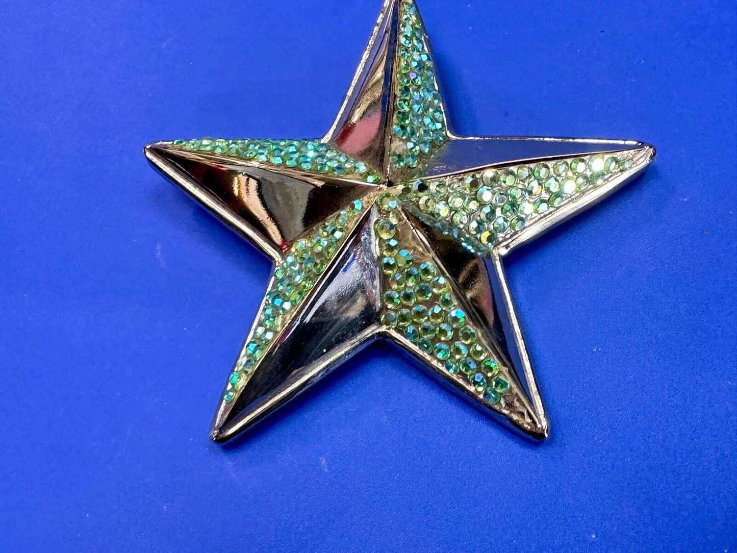 3D STAR dimensional vintage belt buckle by silver star - missing rhinestone's