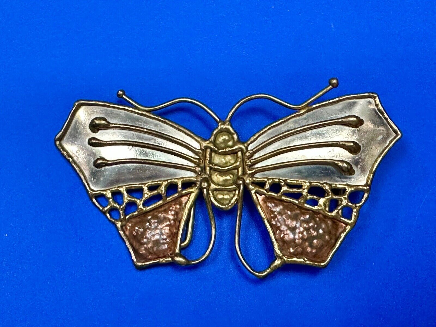 Vintage BUTTERFLY - Mixed metal ( India style ) cutout figural belt buckle