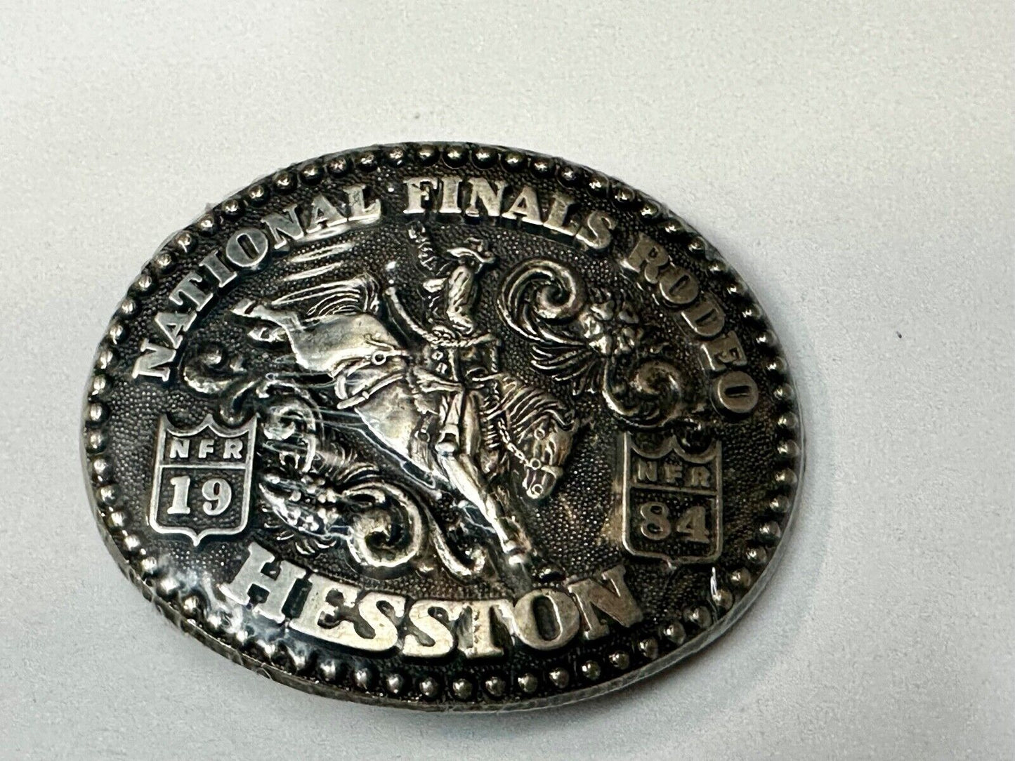 1984 NFR National Finals Rodeo NOS Youth Size Hesston Belt Buckle