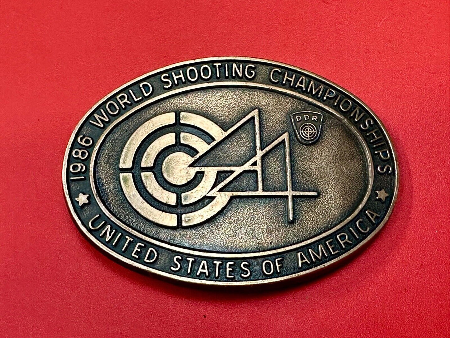 1986 Shooting TeamUSA World Shooting Championships Vintage belt buckle