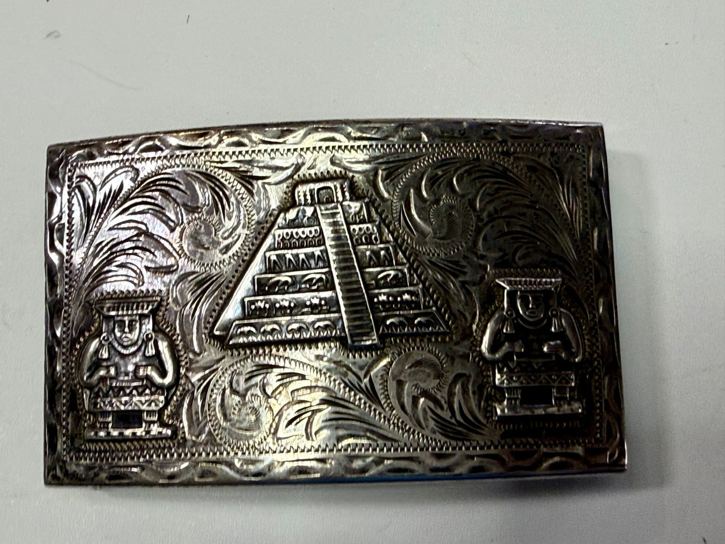 Aztec Mayan Pyramid 925 Silver Belt Buckle Artesani Plata De Jalisco Mexico